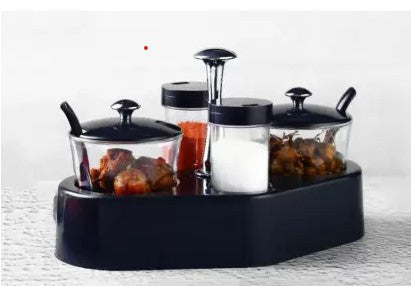 Spice Condiment Set with Transparent Jars & Removable Cups | Ganesh